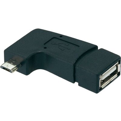 USB 2.0 mikro-B adapter, 90°-ban hajlított, OTG funkcióval, Renkforce