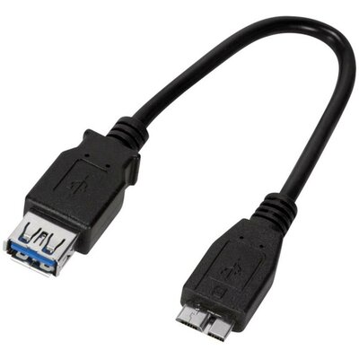 USB - Mikro USB átalakító kábel, OTG funkcióval [1x USB 3.0 dugó Micro B - 1x USB 3.0 aljzat A] LogiLink AA0048