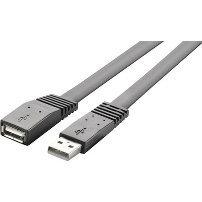 USB 2.0 hosszabbítókábel, A/A, lapos, 2 m, Renkforce
