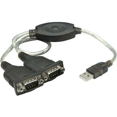 USB 1.1 átalakító kábel 2db soros prtos D-SUB csatlakozóra 0.45 m Manhattan 174947