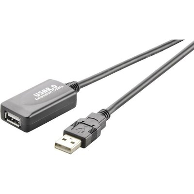 USB 2.0 Hosszabbítókábel [1x USB 2.0 dugó A - 1x ] 15 m Fekete Renkforce