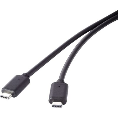 USB 3.1 Csatlakozókábel [1x USB-C dugó - 1x USB-C dugó] 0.50 m Fekete Aranyozatt érintkező Renkforce