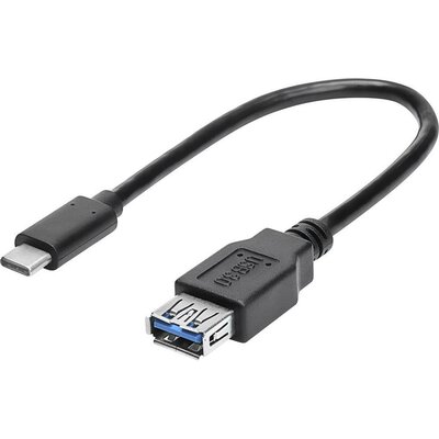 USB 3.0 Átalakító [1x USB-C dugó - 1x USB 3.0 alj, A típus] 0.15 m Fekete OTG funkcióval, Aranyozatt érintkező Renkforce