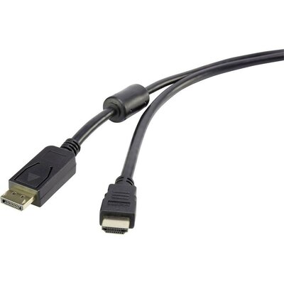 Kijelző csatlakozó / HDMI Csatlakozókábel [1x DisplayPort dugó - 1x HDMI dugó] 1.80 m Fekete 1920 x 1080 pixel Renkforce
