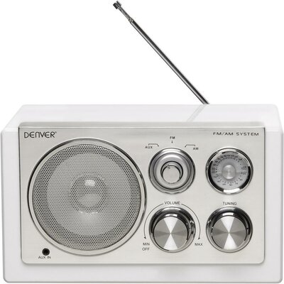 Asztali retro rádió, audio bemenettel, fehér színű Denver TR-61