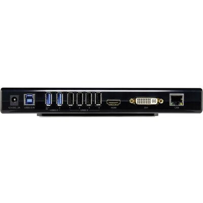 Univerzális USB 3.0 dokkoló állomás USB 3.0, USB 2.0, Gigabit-LAN, DVI- és HDMI csatlakozókkal, fekete, Renkforce