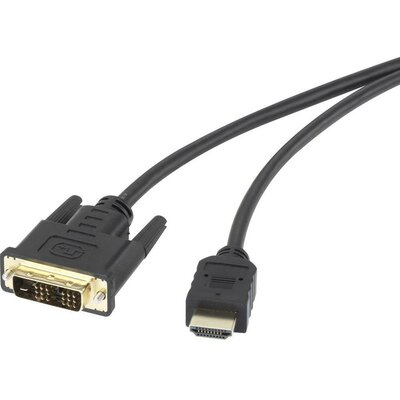 HDMI / DVI csatlakozókábel [1x HDMI dugó - 1x DVI dugó, 18+1 pólusú] 1,8 m fekete 1920 x 1080 pixel renkforce