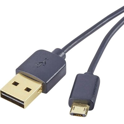 USB - Mikro USB átalakító kábel, megfordítható micro USB csatlakozóval 1m, fekete, Renkforce