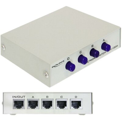 4 portos kapcsolható RJ45 ethernet switch 100 MBit/s Delock 87588