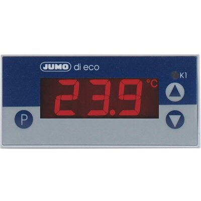JUMO di eco digitális hőmérsékletjelző műszer 230 V/ACBeépítési méret 69 x 28,5 mmBeépítési mélység 56 mmÉrzékelő típus Pt100, Pt1000, KTY2X-6