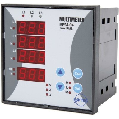 Programozható 3 fázisú beépíthető AC multiméter, feszültség, áram, frekvencia, üzemóra, ENTES EPM-04C-96