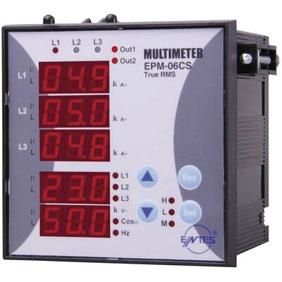 Programozható 3 fázisú beépíthető AC multiméter, feszültség, áram, frekvencia, üzemóra, ENTES EPM-06-96