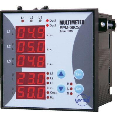 Programozható 3 fázisú beépíthető AC multiméter, feszültség, áram, frekvencia, üzemóra, ENTES EPM-06CS-96