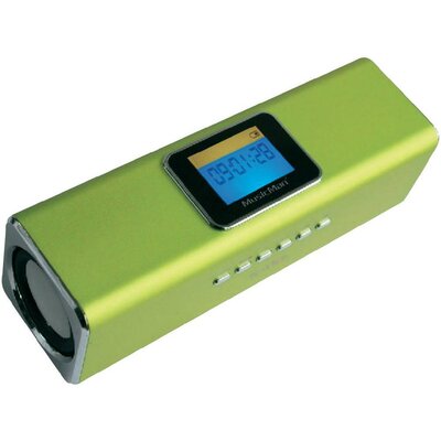 Zeneállomás, Technaxx MusicMan® MA, zöld Hordozható mini hangfal, USB, mikroSD kártyanyílás, URH rádió Zöld