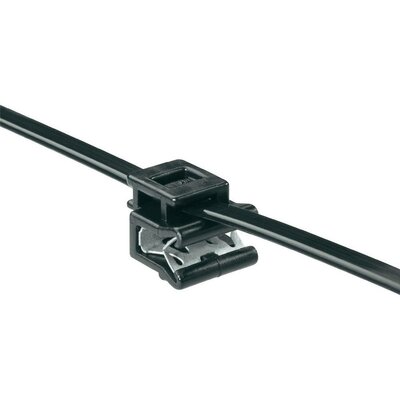 Kábelkötegelő kábeltartóval 200 x 4,6 mm, fekete, 1 db, HellermannTyton 150-40591 T50ROSEC5A-MC5-BK-D1