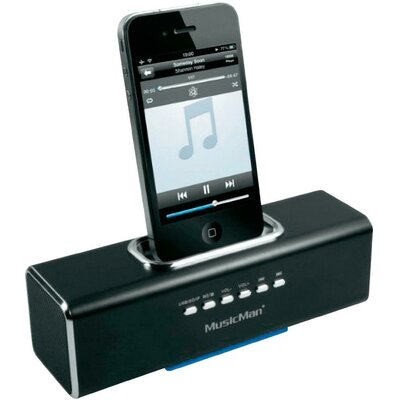 Zeneállomás iPhone/iPod készülékhez, ezüst színű, MusicMan® Docking, Technaxx Fekete