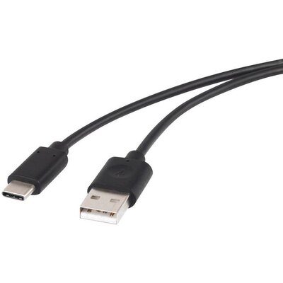 USB 2.0 [1x USB 2.0 dugó, A típus - 1x USB-C dugó] 1 m Fekete Aranyozatt érintkező Renkforce