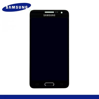 Gyári LCD kijelző komplett panel (kerettel, érintőpanellel) FEKETE [Samsung Galaxy A3 (SM-A300F)]