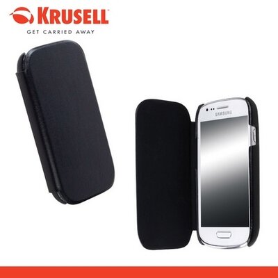 Krusell 75550 KRUSELL flipCover, műanyag telefontok (oldalra nyíló bőr flip, bankkárytatartóval) Fekete [Samsung Galaxy S3 mini (GT-I8190), Samsung Galaxy S3 mini VE (GT-I8200)]