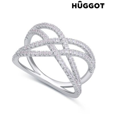 Diadem Hûggot 925 sterling ezüst gyűrű cirkóniakövekkel, 16,8 mm