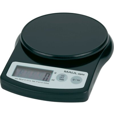 Digitális asztali mérleg, levélmérleg fekete színű 0.5kg/0.1g Maul MAULalpha