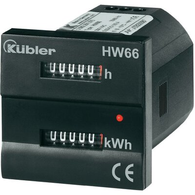 Beépíthető fogyasztásmérő és üzemóra számláló, 16 A, 230 V/AC, Kübler HW66 3.563.201.075