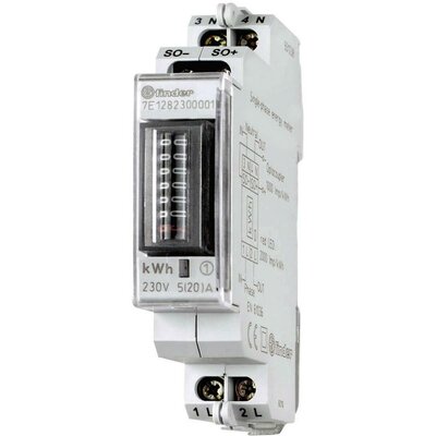 DIN sínre szerelhető fogyasztásmérő 20 A, 230 V/AC, 1 fázis, 999999.9 kWh, Finder 7E.12.8.230.0001