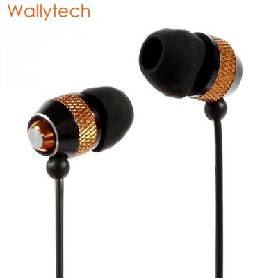 Wallytech WEA-081 WALLYTECH headset SZTEREO (3.5 mm, alumínium ház) FEKETE/ARANY