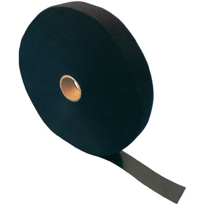 Tépőzár szalag bolyhos és horgos fél, 25 m x 35 mm, fekete, Fastech ETN 25