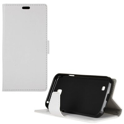 Telefontok álló, bőr hatású (flip, oldalra nyíló, asztali tartó funkció) Fehér LS450 USA modelhez! [LG K3 (K100)]