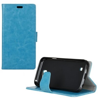 Telefontok álló, bőr hatású (flip, oldalra nyíló, asztali tartó funkció), Kék LS450 USA modelhez! [LG K3 (K100)]