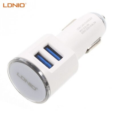 Ldnio DL-C29 LDNIO szivargyújtó töltő/autós töltő 2 x USB aljzat (5V / 3400mA, 12 /24 V, gyorstöltés támogatás, microUSB kábel) FEHÉR