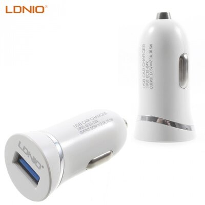 Ldnio C12 LDNIO szivargyújtó töltő/autós töltő USB aljzat (5V / 2100mA, extra mini, microUSB kábel) FEHÉR