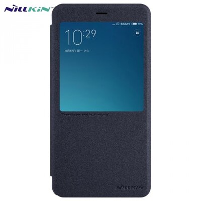 Nillkin Sparkle műanyag telefontok (mikroszálas bőr aktív flip, oldalra nyíló, S-View Cover) Arany [Xiaomi Redmi Note 4 - 4X]