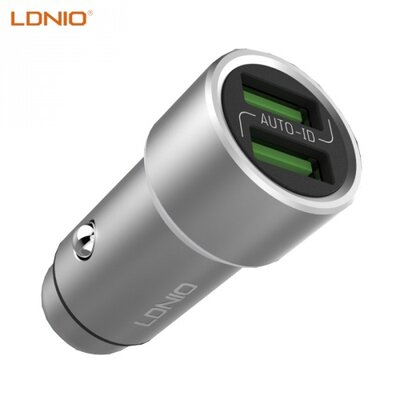 Ldnio C302 LDNIO szivargyújtó töltő/autós töltő 2 x USB aljzat (5V / 3600mA, 12 /24 V, extra mini, microUSB kábel) EZÜST