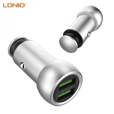 Ldnio C401 LDNIO szivargyújtó töltő/autós töltő 2 x USB aljzat (5V / 3600mA, 12 /24 V, extra mini, microUSB kábel) FEKETE
