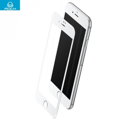 Rockphone ROCK Kijelzővédő üvegfólia (1 db-os, 2.5D, 3D full cover, íves, edzett üveg, karcálló, 9H) TEMPERED, Fehér [Apple iPhone 7 ]