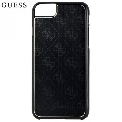 Cg mobile GUHCP7MEBK GUESS 4G alumínium hátlapvédő telefontok (műanyag keret, rombusz minta) fekete [Apple iPhone 7 ]