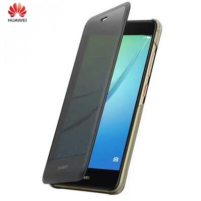 Huawei 51991765 Telefontok álló, bőr (aktív flip, oldalra nyíló, okostok, smart View Cover) fekete [Huawei nova]