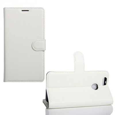 Telefontok álló, bőr hatású (flip, oldalra nyíló, asztali tartó funkció) Fehér [Huawei nova]