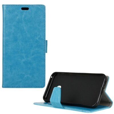 Telefontok álló, bőr hatású (flip, oldalra nyíló, asztali tartó funkció), Kék [Samsung Galaxy A3 (2017) (SM-A320F)]