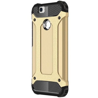 Defender műanyag hátlapvédő telefontok (közepesen ütésálló, gumi / szilikon belső, légpárnás sarok, fémhatás) Arany [Huawei Nova]