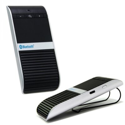 BLUETOOTH kihangosító szett hordozható NAPELEMES (szivartöltő, USB kábel, napellenzőre csíptethető) FEKETE/EZÜST