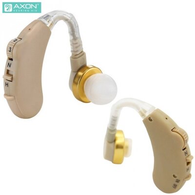 Axon V-185 hallókészülék (fül mögötti vezeték nélküli, hangerőszabályzó, hallást javító, AG13 elem nélkül!) BÉZS