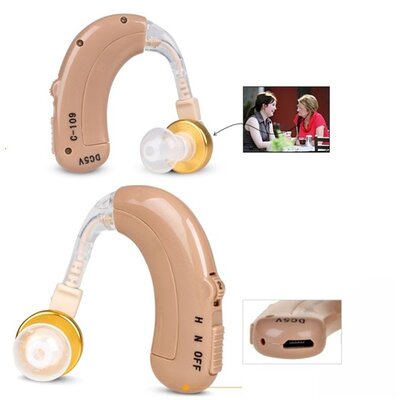 Axon C-109 hallókészülék (fül mögötti vezeték nélküli, hangerőszabályzó, hallást javító, zajszűrő, USB töltőkábel), bézs