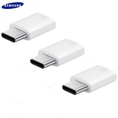 Samsung EE-GN930KWEG Adapter (microUSB - USB Type-C, töltéshez, adatátvitelhez, 3db), Fehér [Samsung Galaxy A3 (2017) (SM-A320F), Galaxy A5 (2017) (SM-A520F),