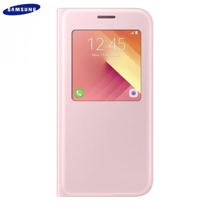 Samsung EF-CA520PPEG gyári telefontok álló, bőr (flip, oldalra nyíló, asztali tartó funkció, hívószámkijelzés, S-View Cover) Rózsaszín [Samsung Galaxy A5 (2017) (SM-A520F)