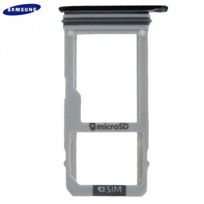 Kártya (nano SIM és microSD) tartó FEKETE [Samsung Galaxy A3 (2017) (SM-A320F)]