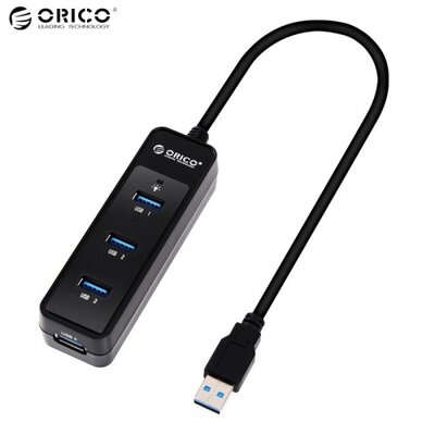 Orico W5PH4-U3 ORICO USB HUB (4-es elosztó, USB 3.0, 20cm kábel) FEKETE