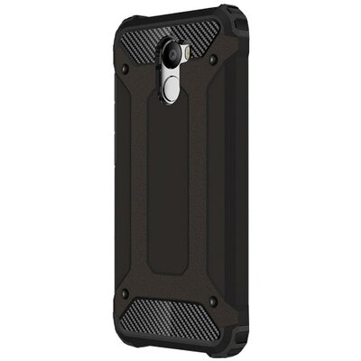 Defender műanyag hátlapvédő telefontok (közepesen ütésálló, gumi / szilikon belső, fémhatás) Fekete [Xiaomi Redmi 4]